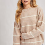 Talyse Striped Knit Sweater - Taupe