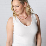 Tamlin Scallop Edge Sleeveless Knit Top - White