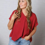 Tamsyn Drop Shoulder Collared Blouse - Brick FINAL SALE