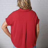 Tamsyn Drop Shoulder Collared Blouse - Brick FINAL SALE