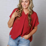 Tamsyn Drop Shoulder Collared Blouse - Brick FINAL SALE