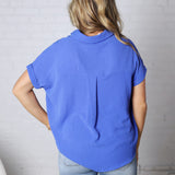 Tamsyn Drop Shoulder Collared Blouse - Cobalt Blue