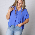 Tamsyn Drop Shoulder Collared Blouse - Cobalt Blue
