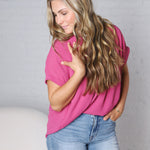 Tamsyn Drop Shoulder Collared Blouse - Mauve Pink