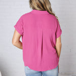 Tamsyn Drop Shoulder Collared Blouse - Mauve Pink