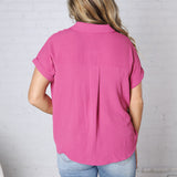 Tamsyn Drop Shoulder Collared Blouse - Mauve Pink