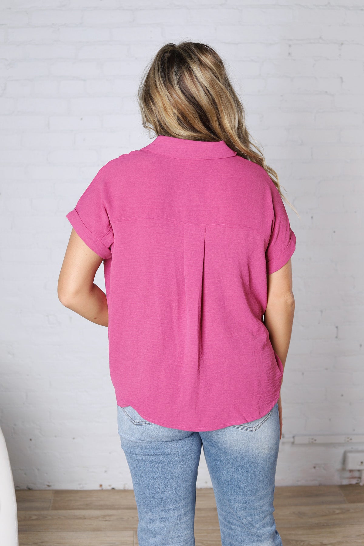 Tamsyn Drop Shoulder Collared Blouse - Mauve Pink