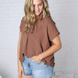 Tamsyn Drop Shoulder Collared Blouse - Mocha