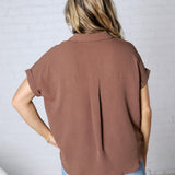 Tamsyn Drop Shoulder Collared Blouse - Mocha