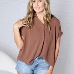 Tamsyn Drop Shoulder Collared Blouse - Mocha