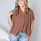 Tamsyn Drop Shoulder Collared Blouse - Mocha