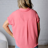 Tamsyn Drop Shoulder Collared Blouse - Rose Pink