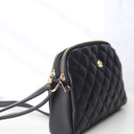 Tanya Crossbody with Quilted Pattern and Metal Flower Detail - Black