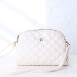 Tanya Crossbody with Quilted Pattern and Metal Flower Detail - Off White