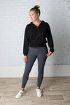 Tara Butter Quarter Zip Hoodie with Kangaroo Pockets - Black