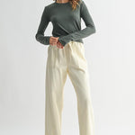 Taryn Fitted Ribbed Knit Top - Green