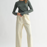 Taryn Fitted Ribbed Knit Top - Green