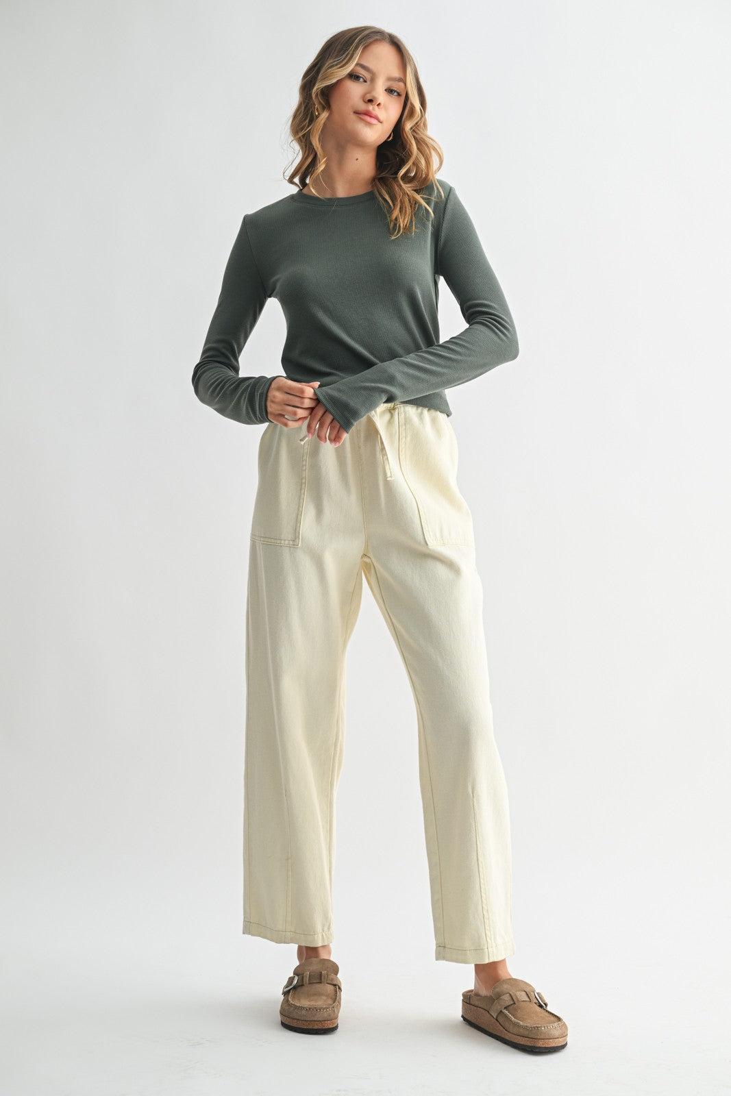 Taryn Fitted Ribbed Knit Top - Green