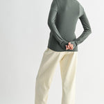 Taryn Fitted Ribbed Knit Top - Green