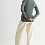 Taryn Fitted Ribbed Knit Top - Green