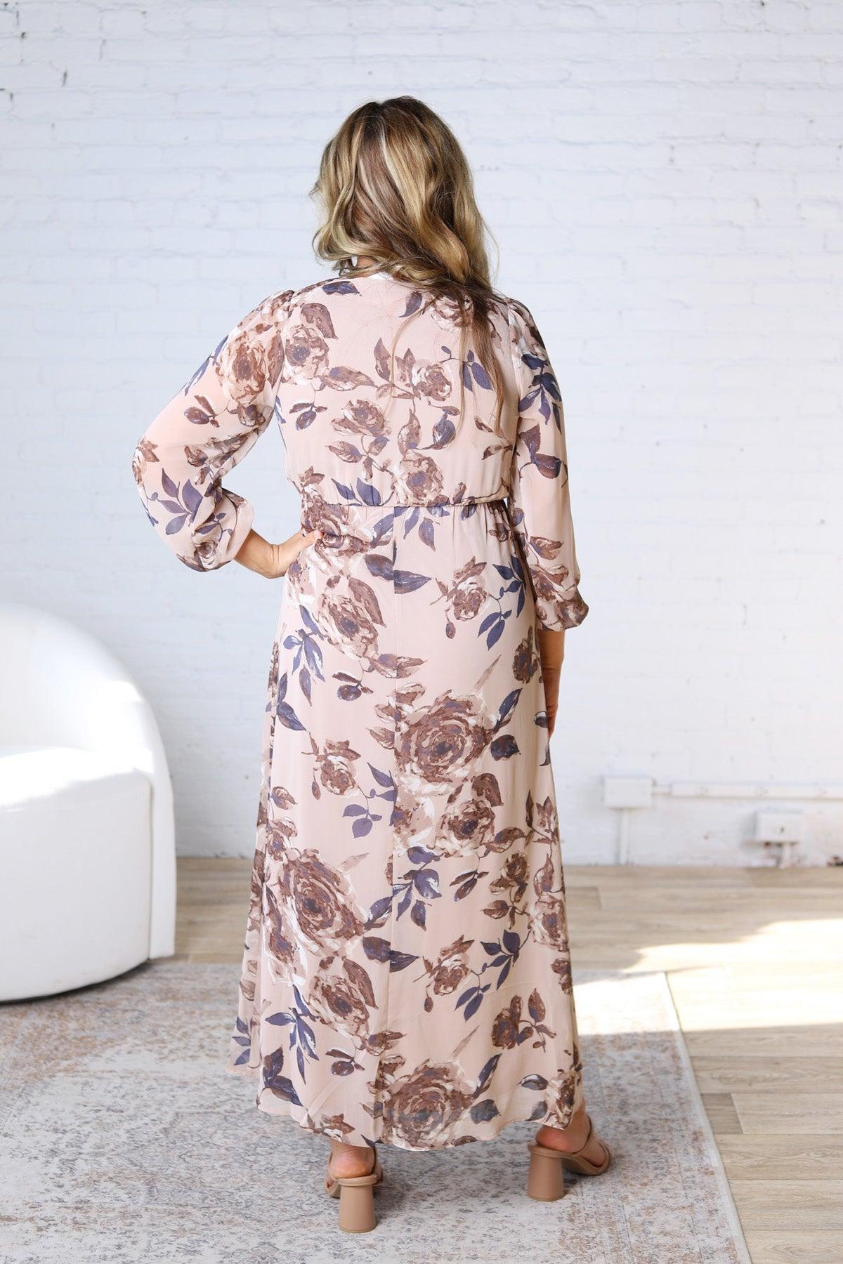 Tatum Surplice Long Sleeve Floral Maxi Dress