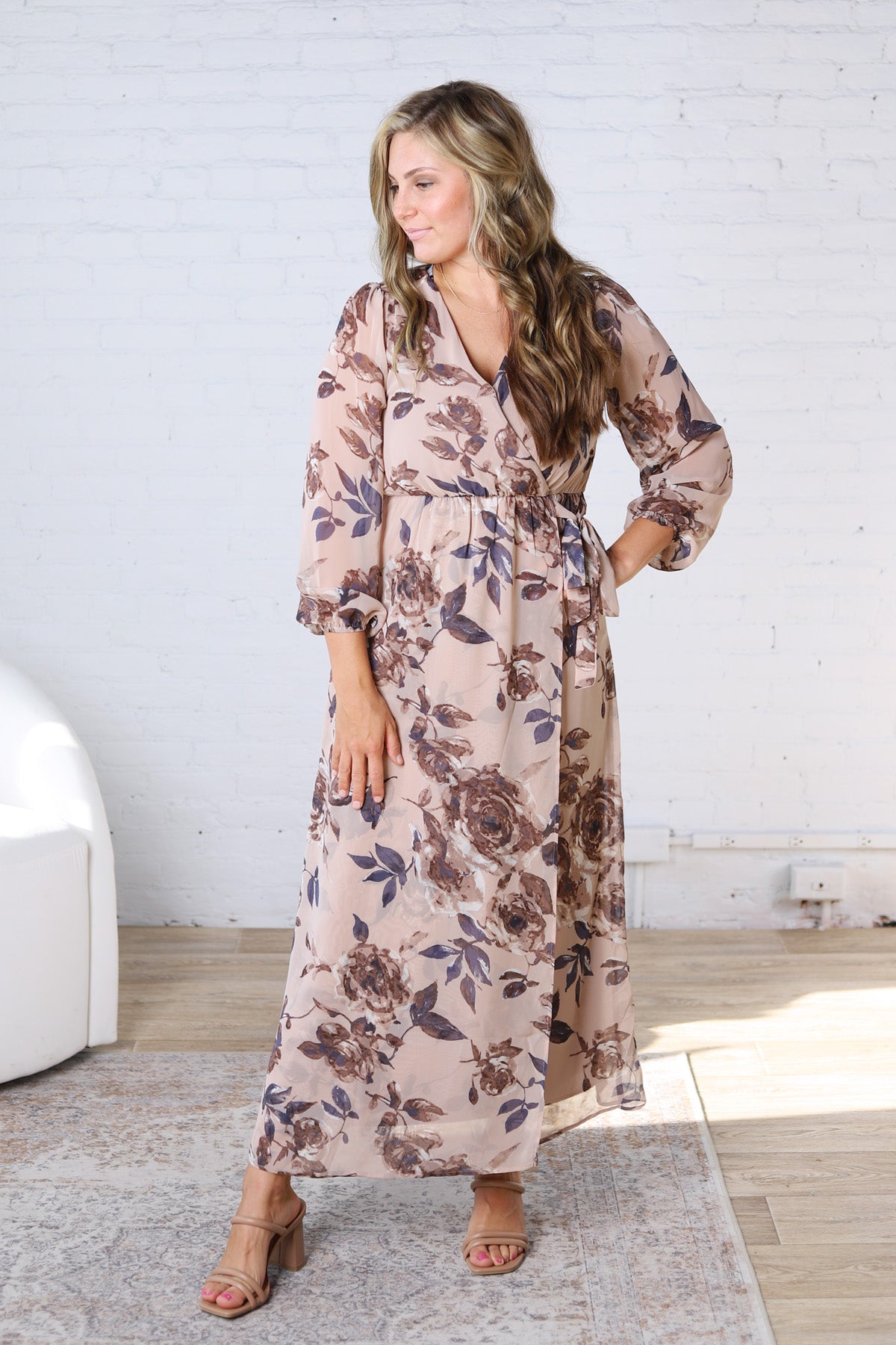 Tatum Surplice Long Sleeve Floral Maxi Dress