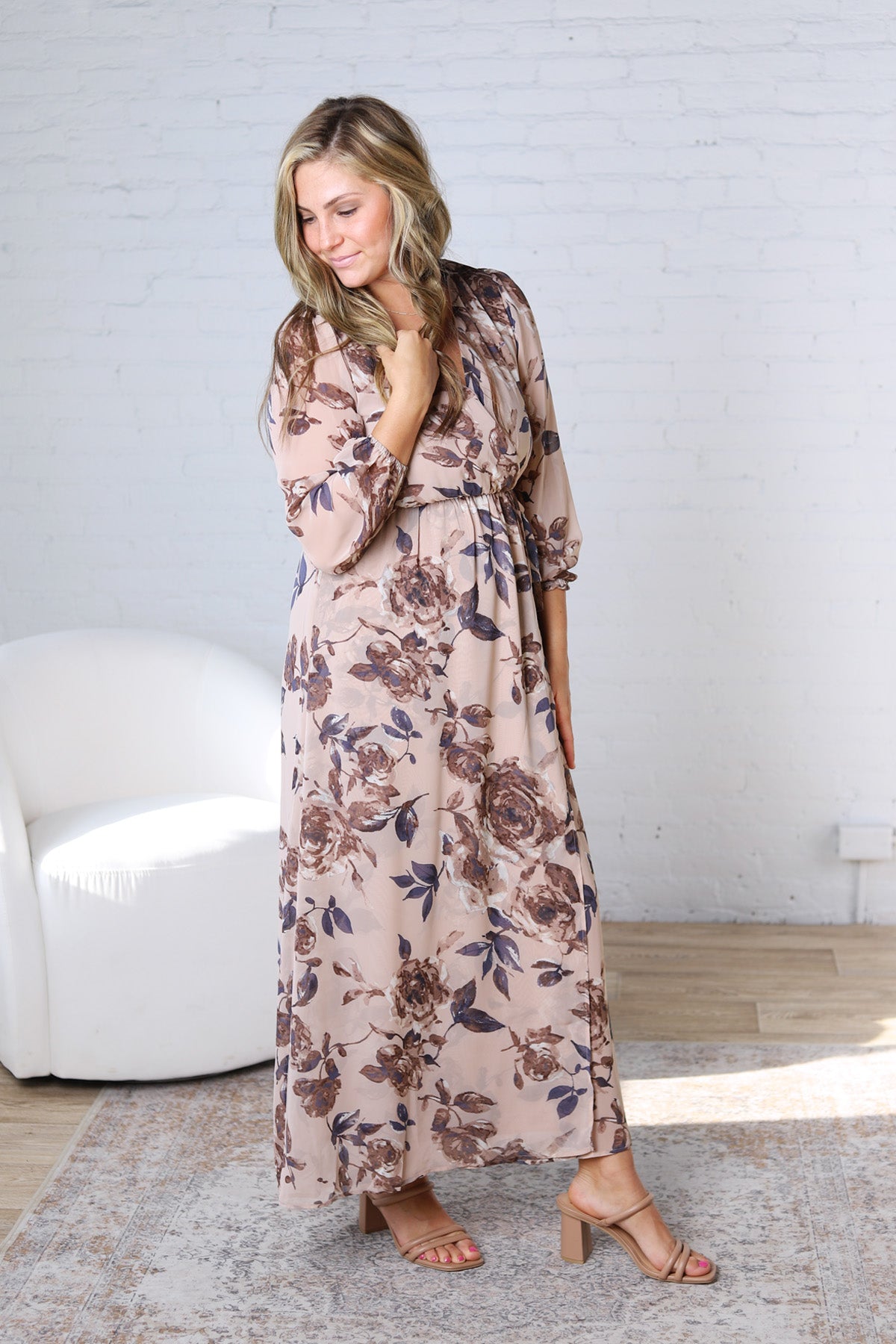 Tatum Surplice Long Sleeve Floral Maxi Dress