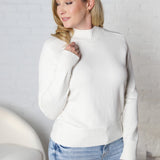 Tavia Classic Mock Neck Sweater - White