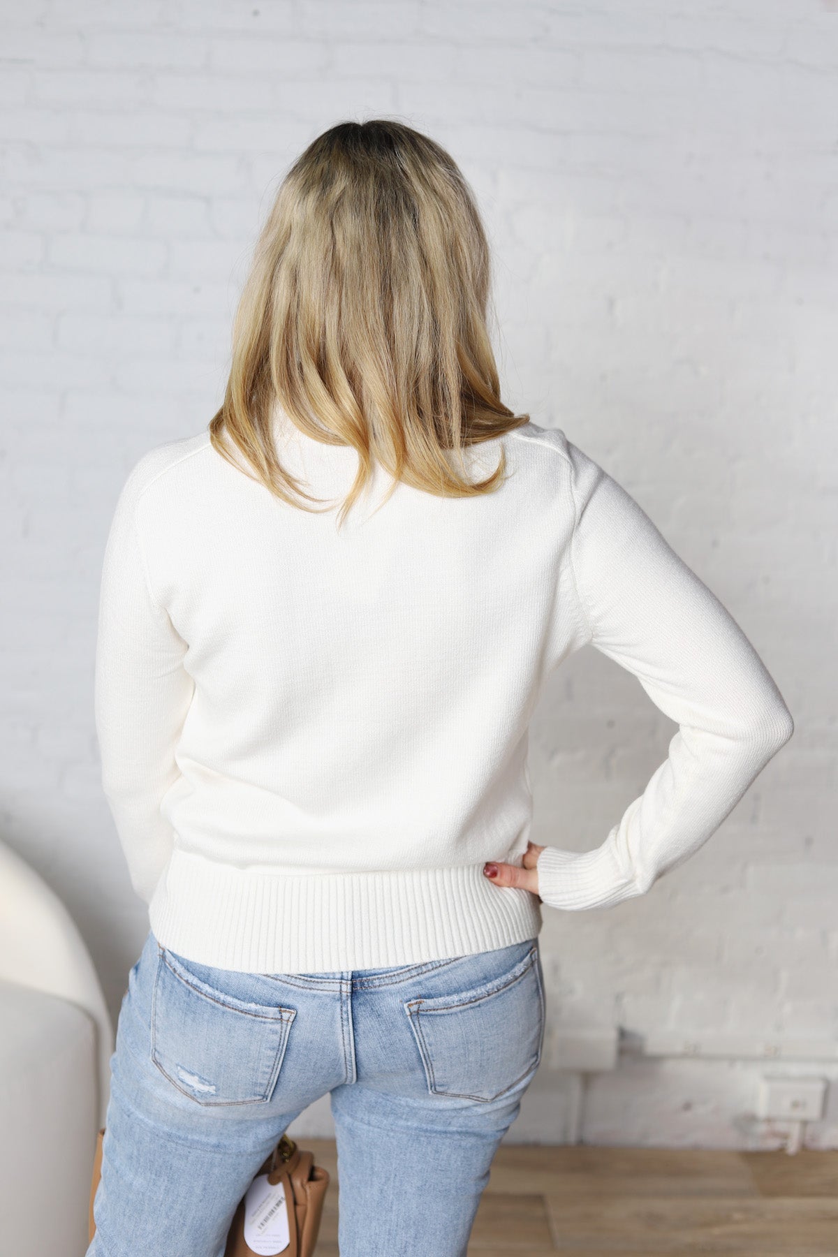 Tavia Classic Mock Neck Sweater - White - FINAL SALE