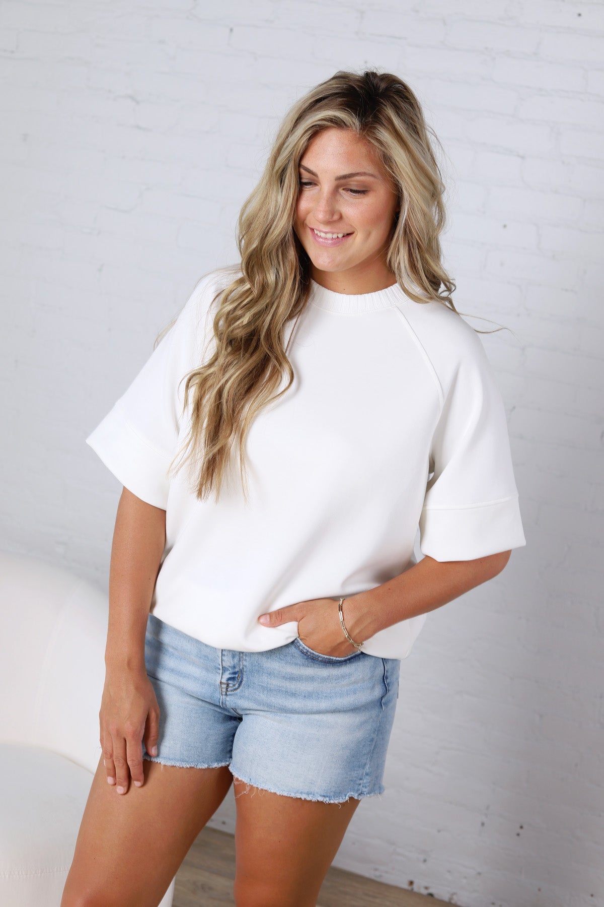 Tavyn Modal Luxe Short Sleeve Top - Cream