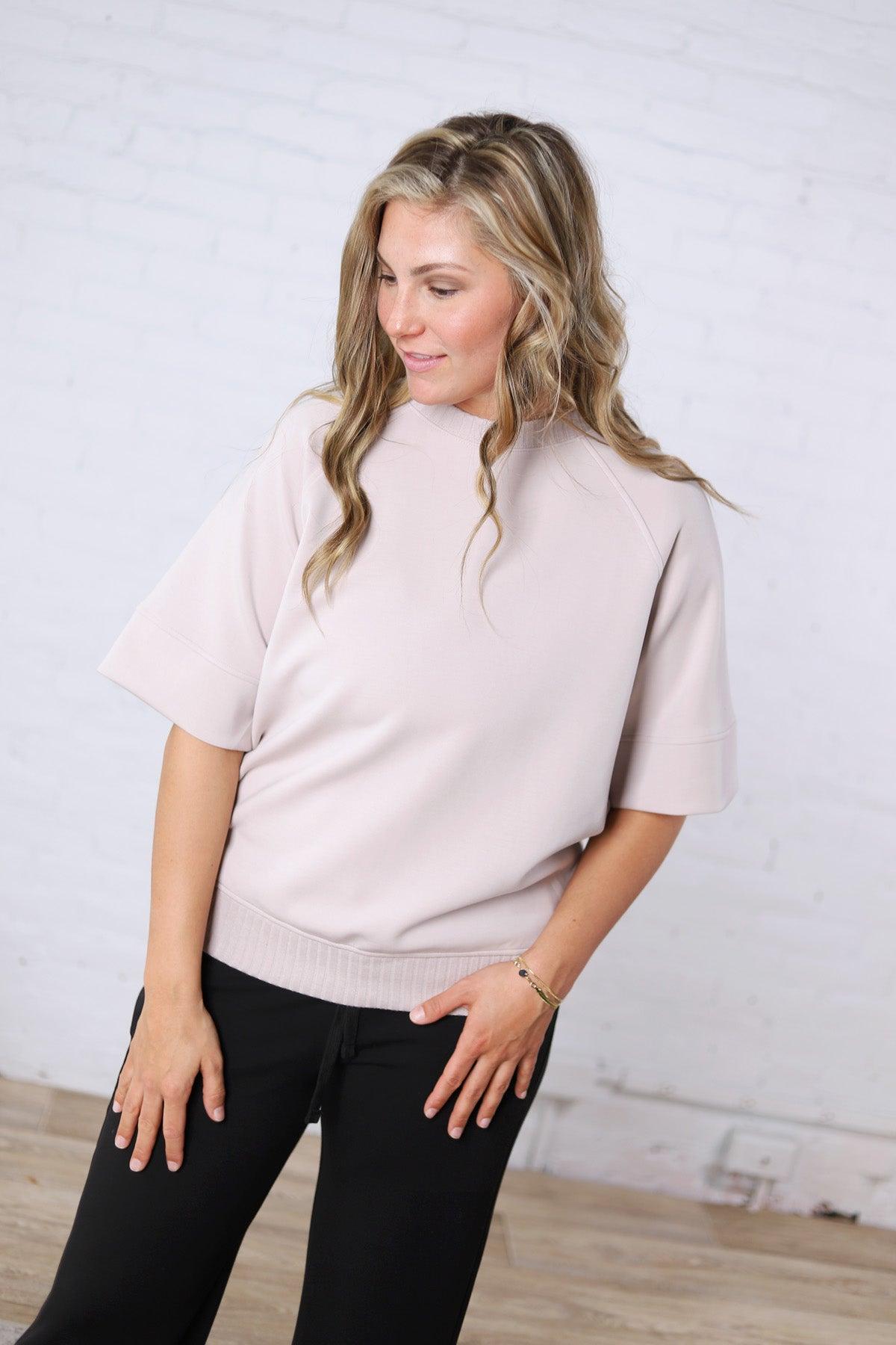 Tavyn Modal Luxe Short Sleeve Top - Mocha Cream