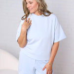 Tavyn Modal Scuba Luxe Short Sleeve Top - Frost