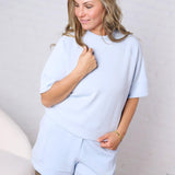 Tavyn Modal Scuba Luxe Short Sleeve Top - Frost