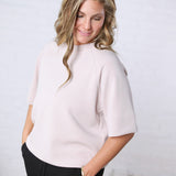 Tavyn Modal Scuba Luxe Short Sleeve Top - Mocha Cream