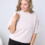 Tavyn Modal Scuba Luxe Short Sleeve Top - Mocha Cream