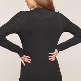 Tayce Mock Neck Ribbed Knit Top - Black