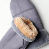 Taylar Gray Suede Faux Fur Cuff Mittens