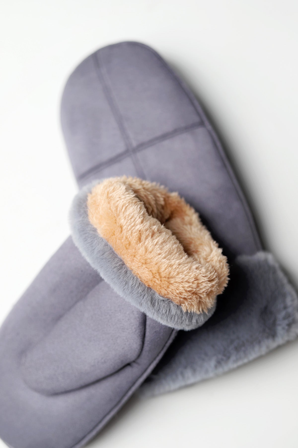 Taylar Gray Suede Faux Fur Cuff Mittens