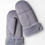 Taylar Gray Suede Faux Fur Cuff Mittens