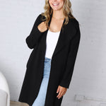 Taytum Open Front Longline Cardigan - Black FINAL SALE