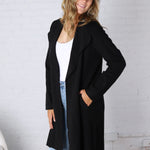 Taytum Open Front Longline Cardigan - Black FINAL SALE