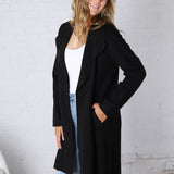 Taytum Open Front Longline Cardigan - Black FINAL SALE