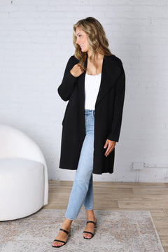 Taytum Open Front Longline Cardigan - Black FINAL SALE