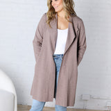 Taytum Open Front Longline Cardigan - Mushroom