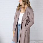 Taytum Open Front Longline Cardigan - Mushroom