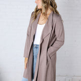 Taytum Open Front Longline Cardigan - Mushroom