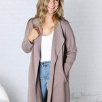 Taytum Open Front Longline Cardigan - Mushroom