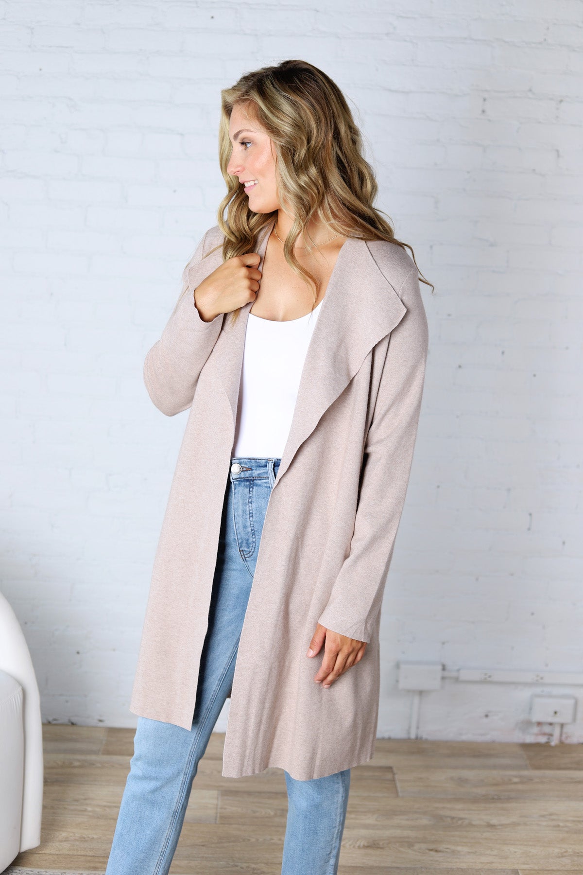 Taytum Open Front Longline Cardigan - Oatmeal