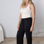 Tennar Brushed Hacci Wide Leg Lounge Pants - Black