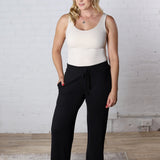 Tennar Brushed Hacci Wide Leg Lounge Pants - Black